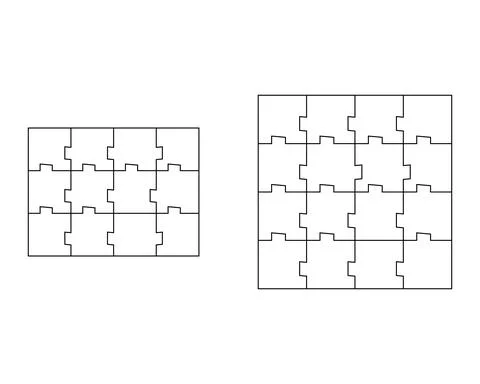Unique Abstract Blank Jigsaw Puzzles set. Simple line art style for printing and Stock Illustration