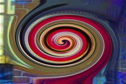Unique abstract digital design backdrop spiral with tv glitch error Stockfoto's