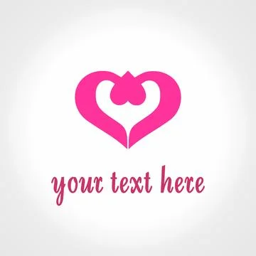 Unique abstract love icon red flat vector design Stock Illustration