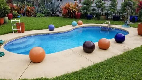 Unique abstract pool side artwork Stock Photos