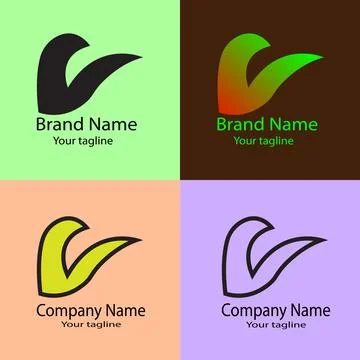 Unique Abstract Winged Checkmark Logo Design Stock Illustration