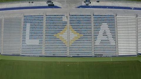 Unique Aerial drone view of LA Galaxy MLS stadium seats Stock Footage 128224409