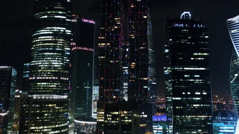 Unique Aerial Flight Around And Approach To Windows Of Moscow City Business. 4k Stock Footage 104300926