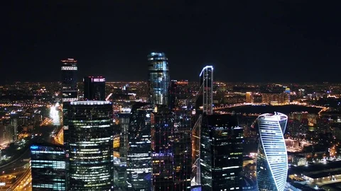 Unique Aerial Flight Around And Approach To Windows Of Moscow City Business. 4k Stock Footage 104300931