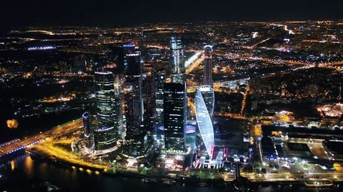 Unique Aerial Flight Around And Approach To Windows Of Moscow City Business. 4k Stock Footage 104300990