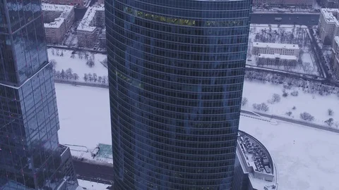 Unique Aerial Flight Around And Approach To Windows Of Moscow City Business. 4k Stock Footage 104301518