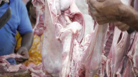 Unique and Authentic - Watching the Art of Indian Meat Cutting in Action Stock Footage 316935593