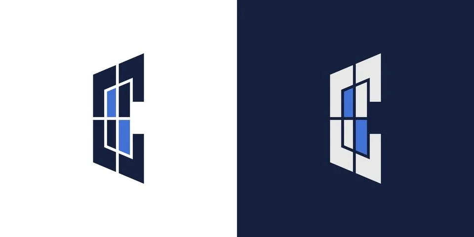 Unique and Bold C window logo design Stock Illustration