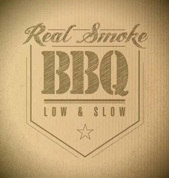 Unique and classic text barbecue stamp on a cardboard texture Ilustración de archivo