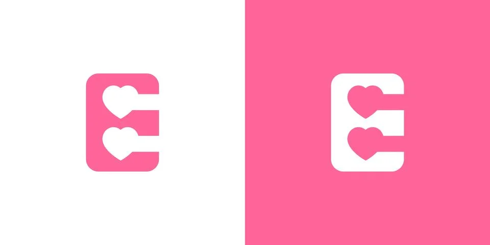 Unique and cute E love logo design Stock Illustration