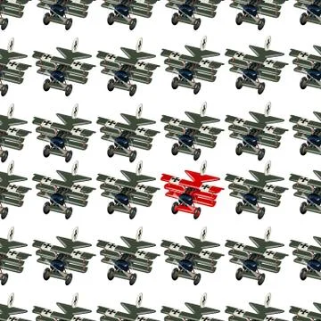 Unique and different concept with cartoon retro fighter planes Stock Illustration