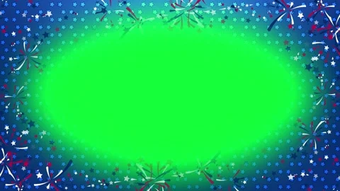Unique and different fireworks in usa flag colour with blue star green screen Stock Footage 311200796
