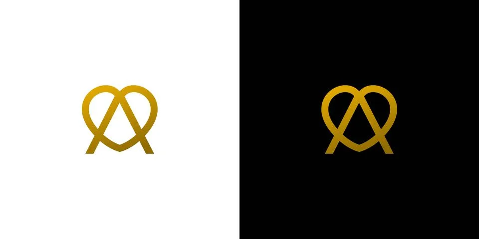 Unique and elegant initial letter A love logo design Stock Illustration