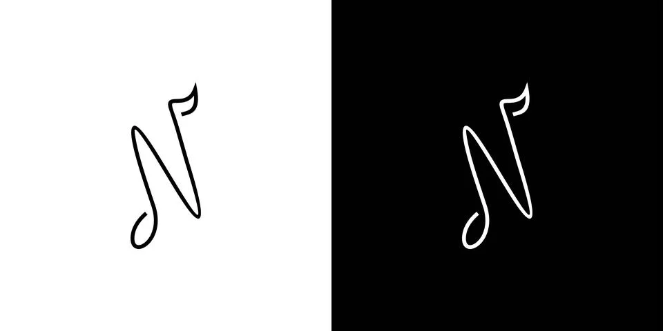 Unique and elegant N initials music logo design Stock Illustration