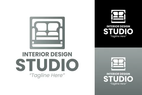 Unique and Innovative Interior Design Studio Logo Ilustração Stock