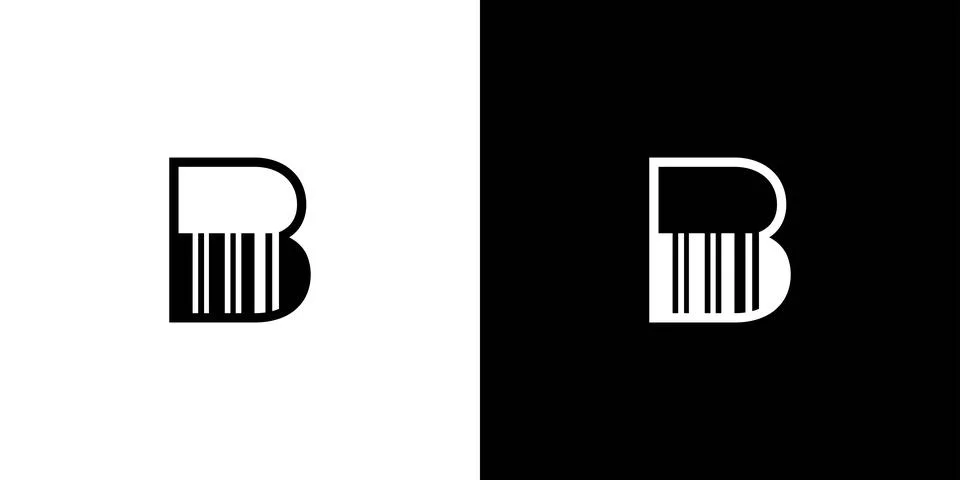 Unique and modern B barcode logo design Stock Illustration