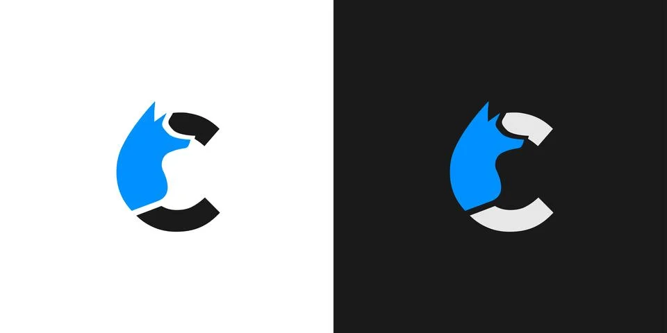 Unique and modern  C  Fox logo design Stock Illustration