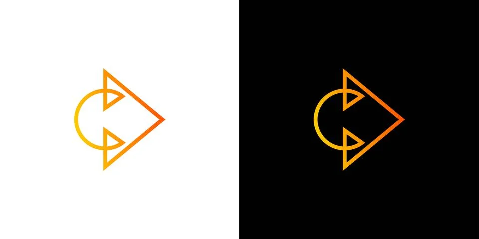 Unique and modern design of the initial letter C play logo Stock Illustration