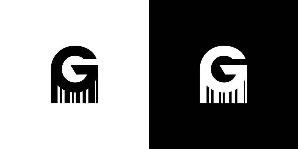 Unique and modern G barcode logo design Illustrazione stock