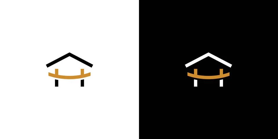Unique and modern initial H letter house logo design 1 Stock Illustration