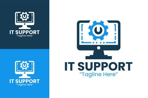 Unique and Modern IT Support Logo 스톡 일러스트