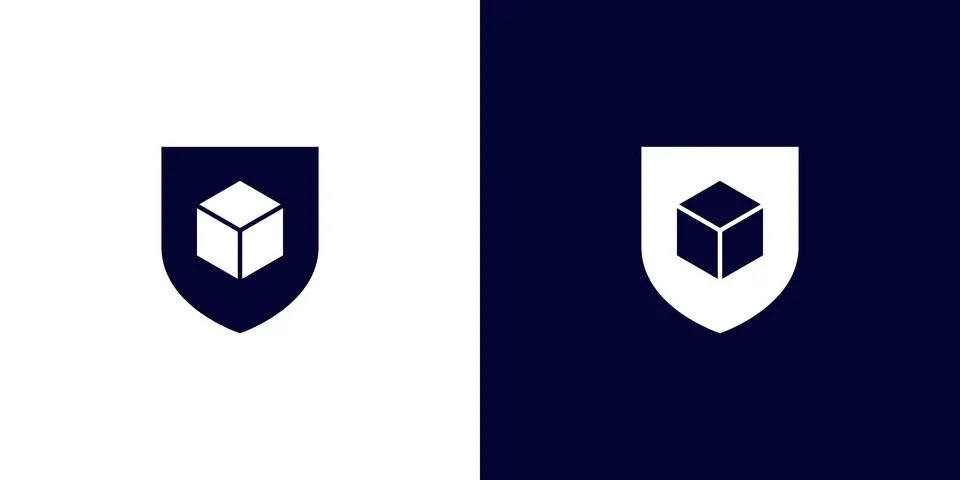 Unique and modern security box logo design Stock Illustration