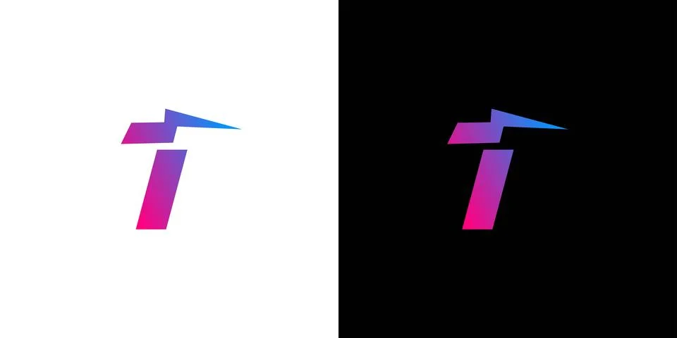 Unique and modern thunder T logo design Stock Illustration
