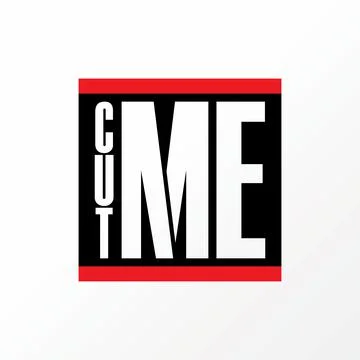 Unique and simple letter or writing CUT ME sans serif font on square block Stock Illustration