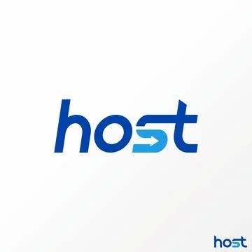 Unique and simple letter or writing HOST sans serif italic font with arrow Illustrazione stock