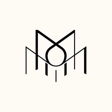 Unique and simple letter or word MM line thin font like wing, pattern precision Stock Illustration