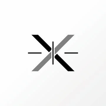Unique and simple letter or word X cut line thin font like precision Illustrazione stock