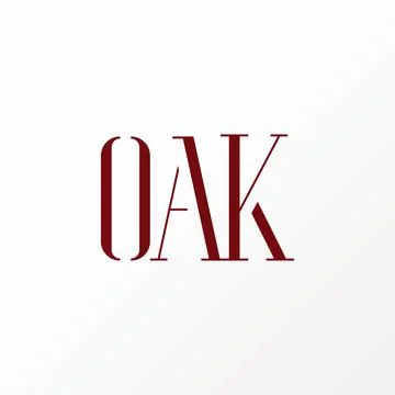 Unique and simple writing or word OAK cut thin serif font image graphic Stock Illustration