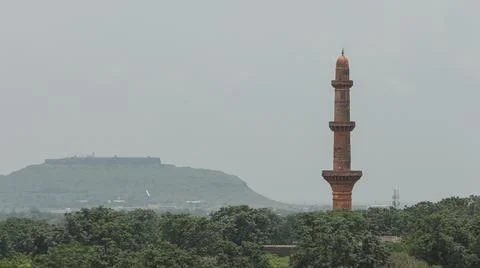 The Unique Angle of Chand Minar, Devgiri Fort, Aurangabad. Stock Photos