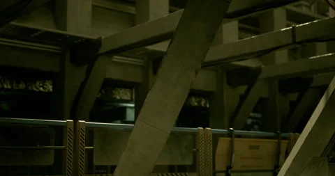 Unique angles of concrete architecture in an industrial setting Stock Footage 305695230