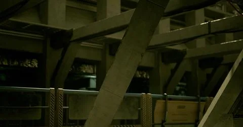 Unique angles of concrete architecture in an industrial setting 库存插图