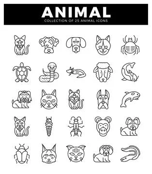 Unique animal icons. vector line art with white background イラスト素材