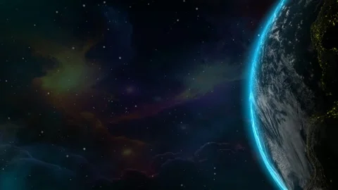 Unique Animated Universe: Rotating Earth &amp; Glowing Nebula Design 스톡 동영상 343283811