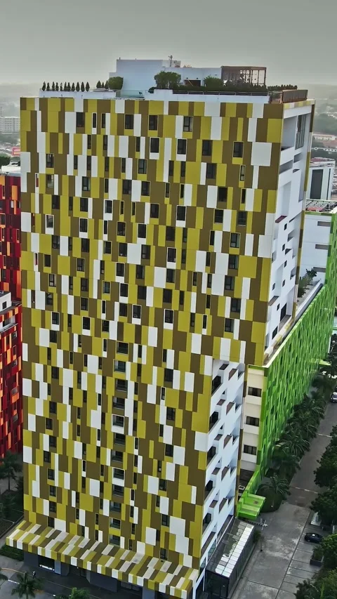 Unique architectural design in Accra showcasing modern urban lifestyle Stock Footage 304279643