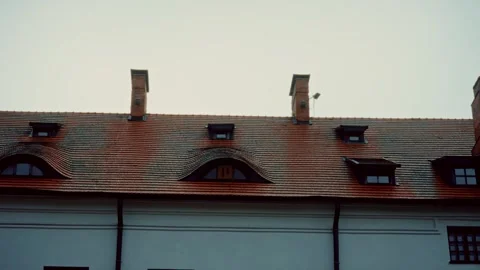 Unique architectural design with curved rooftop windows Stock Footage 301125375