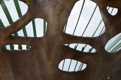 A Unique Architectural Structure with Organic Forms and Green Elements: A Stock Photos