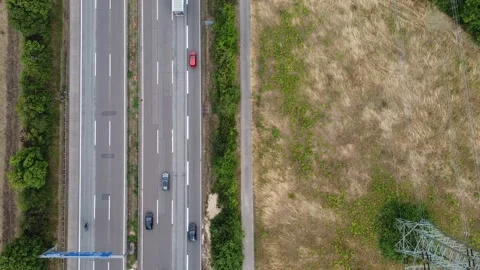 Unique arial shot of German Auto Bahn  Stock Footage 202123129