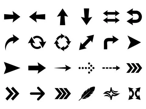 Unique arrow vector silhouettes big collection on white background Stock Illustration
