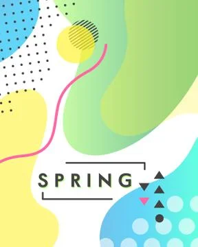 Unique artistic design card - spring with bright gradient background,shapes a Stock Illustration