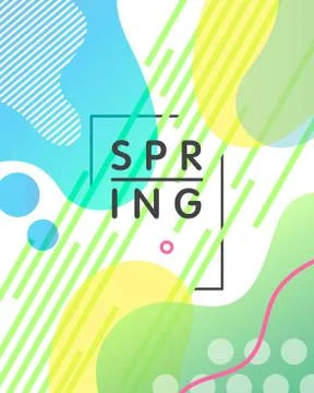Unique artistic design card - spring with bright gradient background,shapes a Stock Illustration