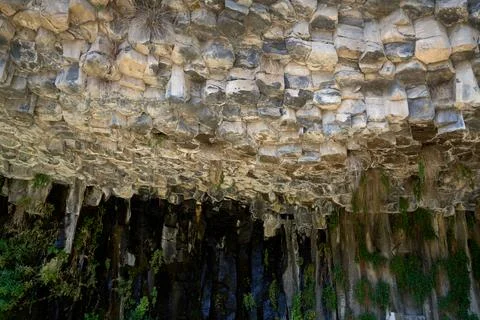 Unique basalt column formations in a natural Armenian landscape Stock Photos
