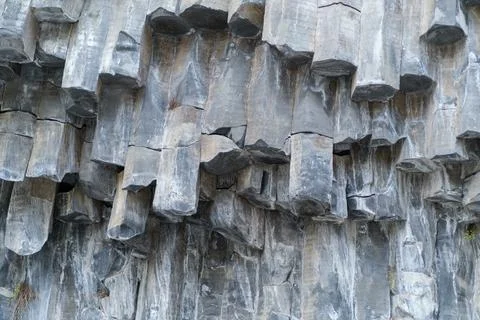 Unique basalt columns formation in Armenia showcasing natural geological Stock Photos