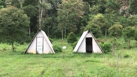 Unique bathroom with a tent-like shape Stock Footage 289259210
