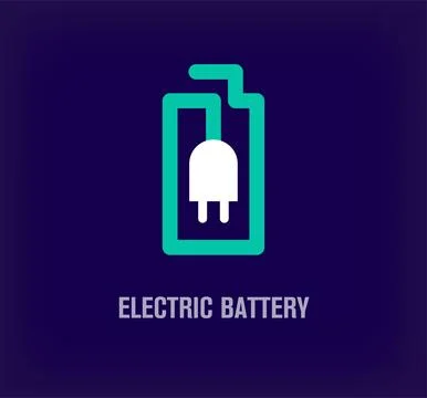 Unique battery and power plug logo. Stock Illustration