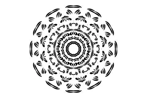 Unique black and white circular sketch featuring a mandala motif Stock Illustration