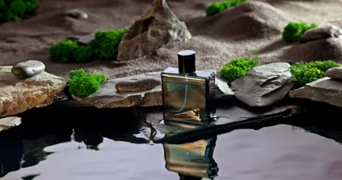 Unique blue perfume with the scent of ozone and desert. Stock-Footage 334611543